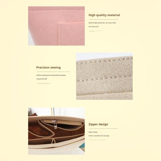 Geantă din pâslă căptușită cu inserție Se potrivește cu designul cu mai multe buzunare Champ Tote cu buzunare pentru cupe cu fermoar Geanta cosmetică Separator pentru geanta Inserție pentru geanta de umăr