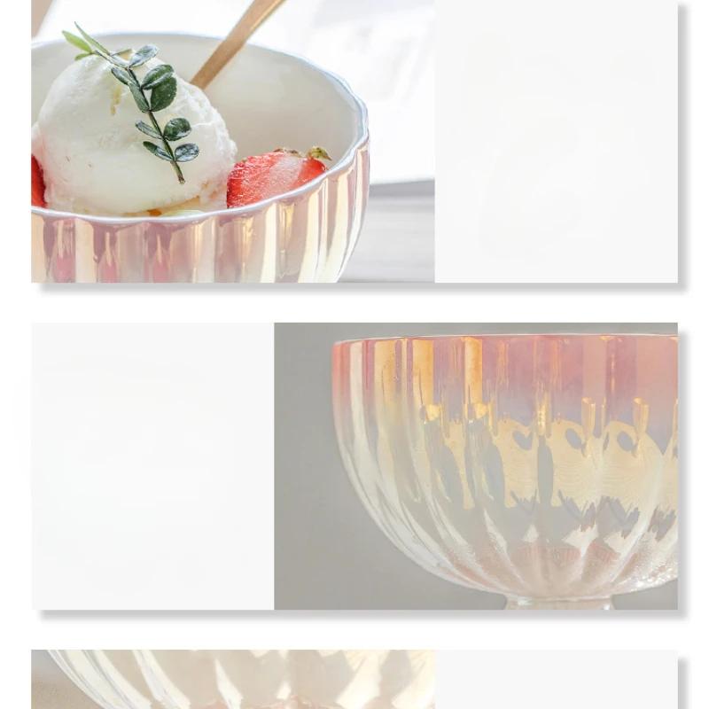 Francouzský Vintage Gradientní Lesklý Pohár na Víno Pohár na Ovoce Jogurt Kreativní Perlový Vysoká Noha Hrnky Keramické Poháry na Zmrzlinu Restaurace Kávové Hrnky