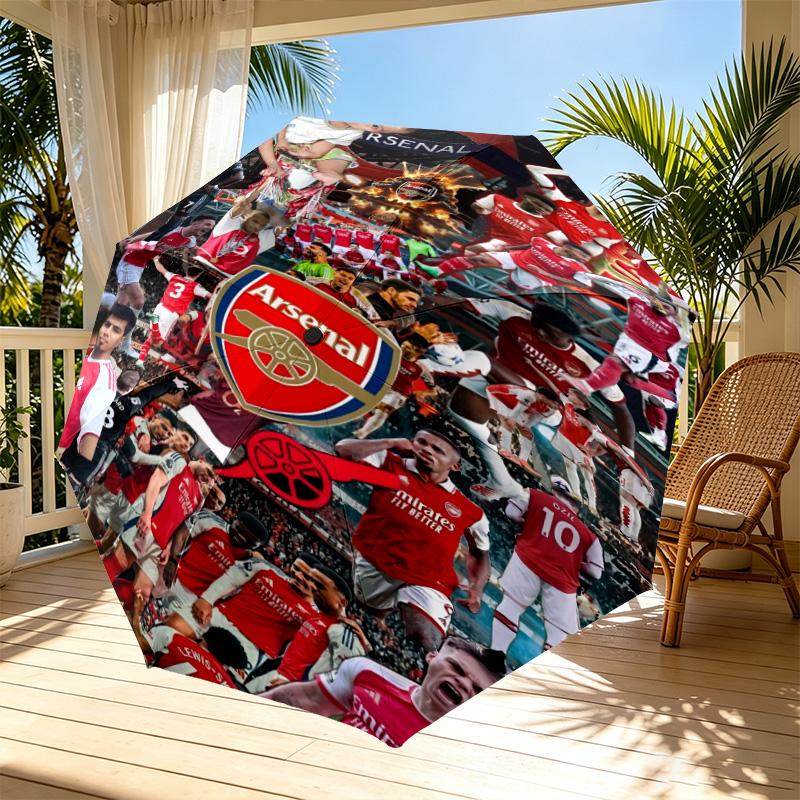 Arsenal F.C Print Automatic Open Close Umbrella, Portable Foldable Umbrella, for Outdoor Commute Camping Trip, Ideal Birthday Gift