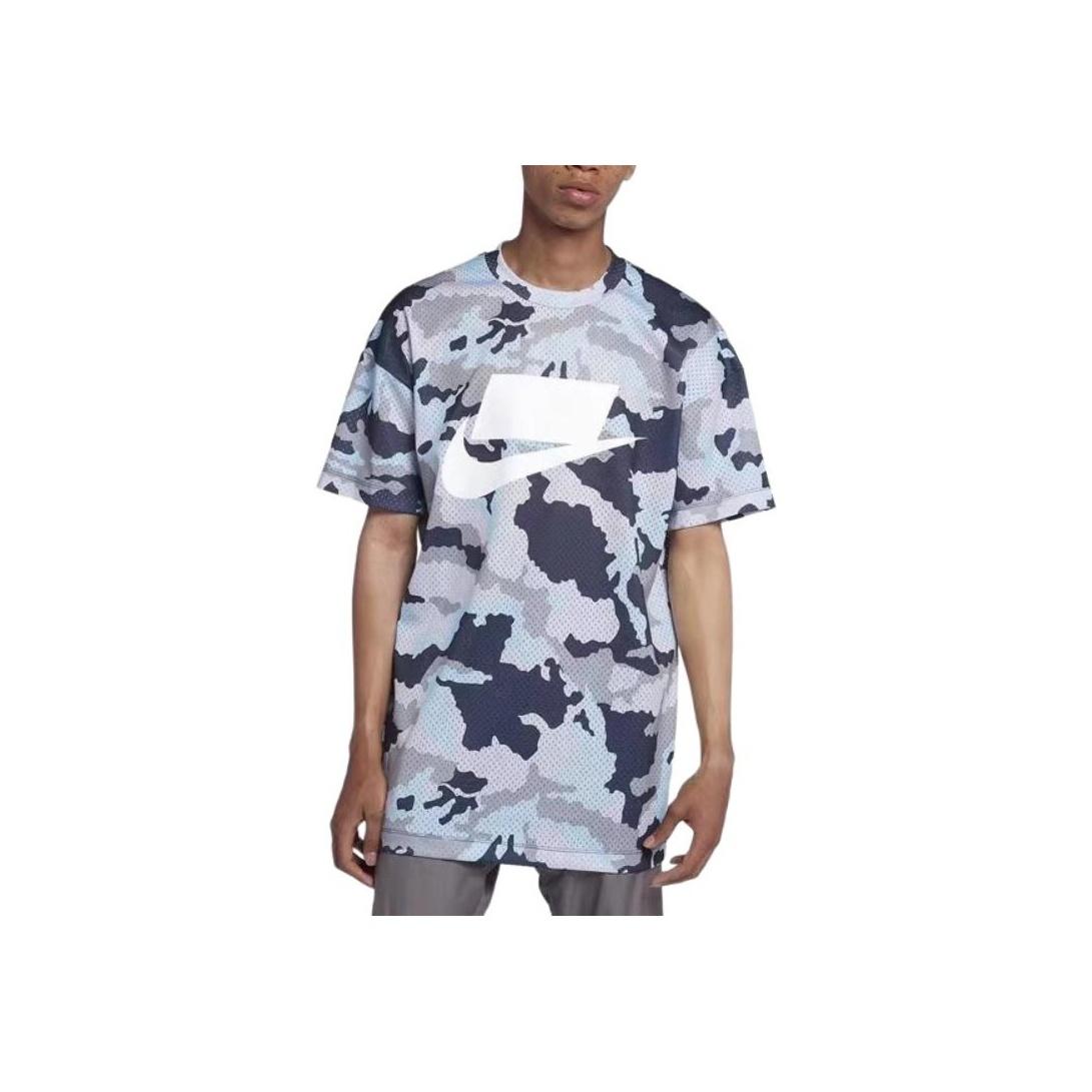 

Nike Приталенная футболка с круглым вырезом и короткими рукавами с принтом логотипа Мужские топы Камуфляж 928628-471 L