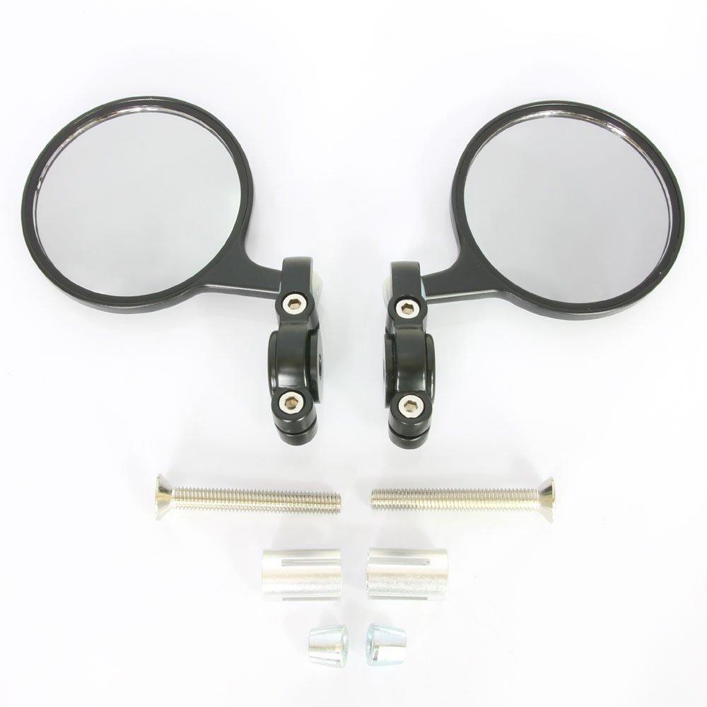 Bar End Mirrors with a Secure Viewing Convex Left and Right Set for Motorcycles Round, Ball-jointed Angle, Mirrors,