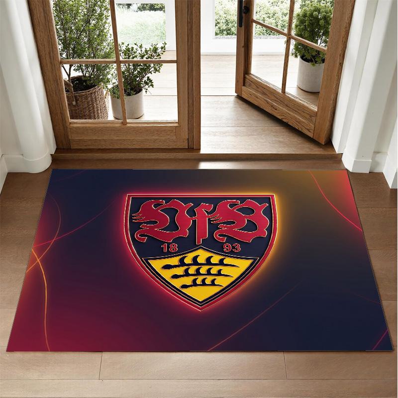 Tappeto in Velluto Cristallo Design Calcio VfB Stuttgart Tappetino Decorativo Morbido per Ingresso Camera da Letto