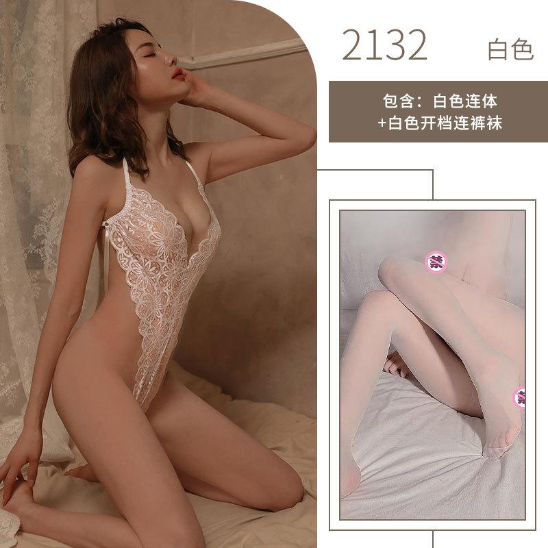 Sexy underwear women's sex pure lace one-piece perspective dress seduction milk clothing set