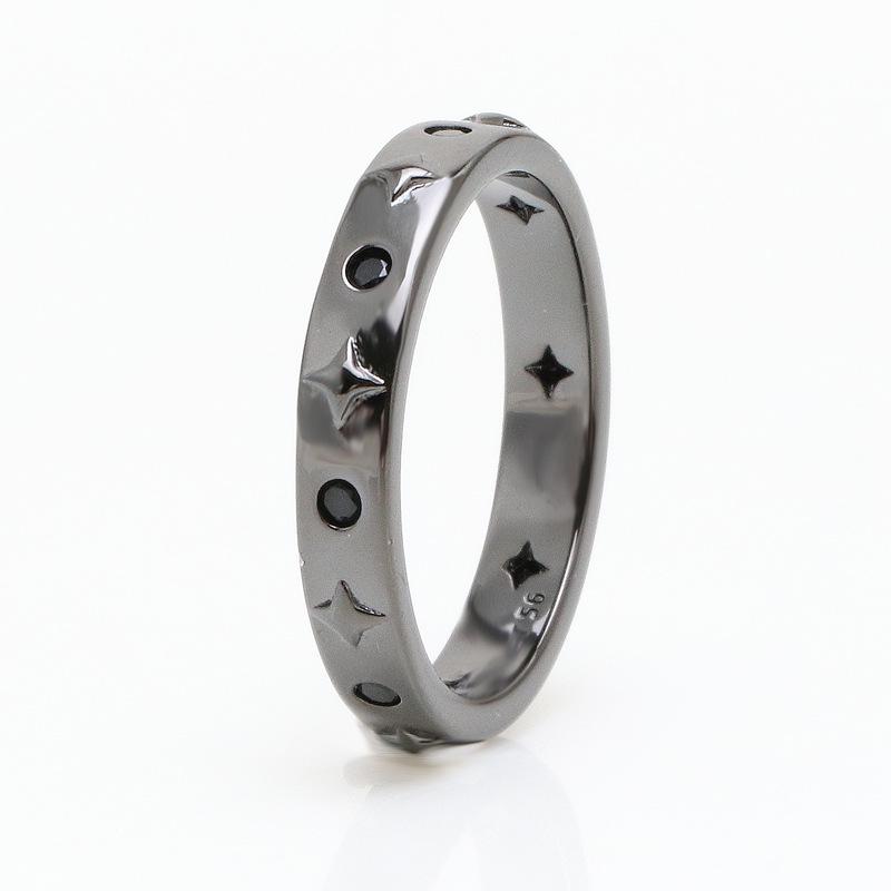 Pan Jia Black Gold Star Gaze Ring Set [Liu Yuxin Style] - Elegant Couple Gift 56
