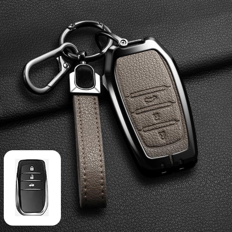 Zinc Alloy Leather Car Key Case For Toyota Chr Hilux Fortuner Land Cruiser 200 Camry Corolla Crown Rav4 Highland Key Case