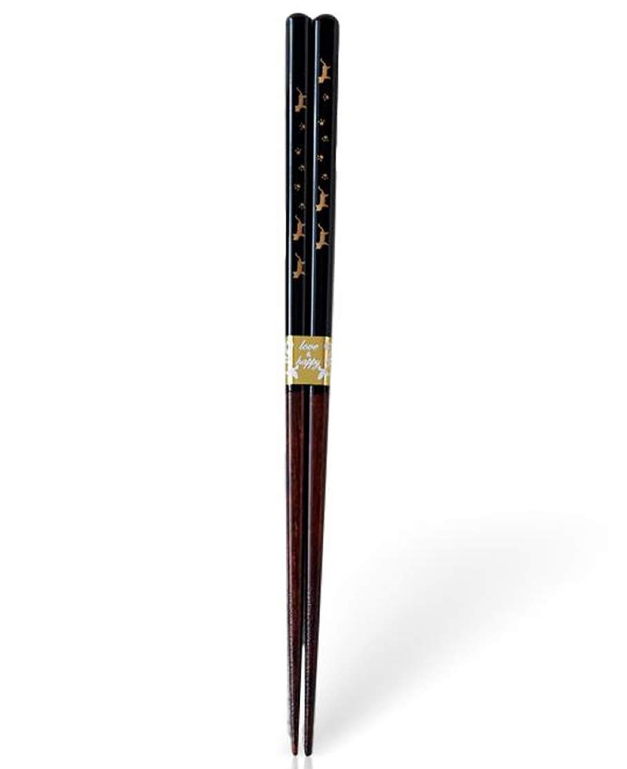 SUNLIFE Dishwasher Safe Made in Cat Natural Chopsticks 23cm Black Chopsticks, 21/23cm, Japan, Design, Wood, B,