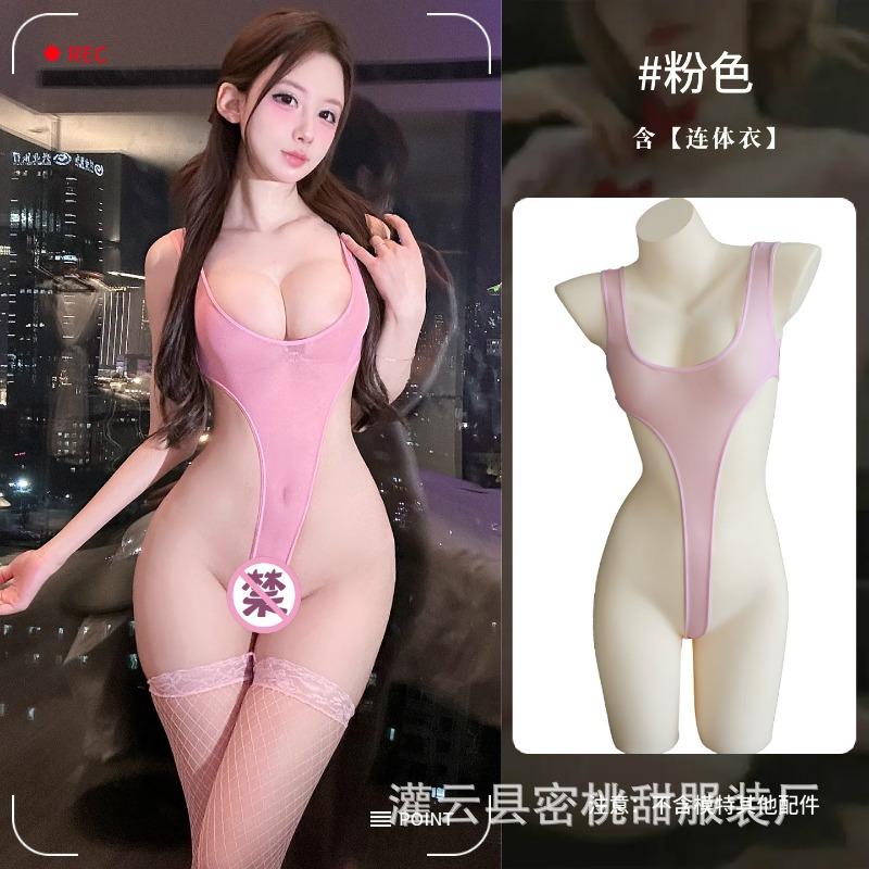 Sex Underwear Thin Transparent High Split Suspender Onesie Sexy Mesh Perspective Bikini Pajamas