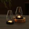 1Pc Vintage Glass Candle Holder, Elegant Windproof Design, Round Tealight Candle Tray, Perfect For Christmas And Thanksgiving Table Decorations