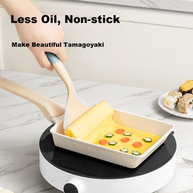 COOKER KING Non-Stick Pan with Titanium, Tamagoyaki Griddle, Fried Egg Pan, Steak Pan, Small Pan, Flat Bottom Pan, 19*14cm