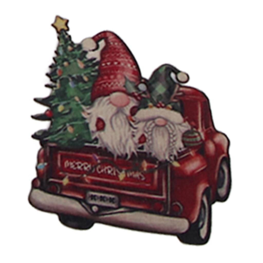 24pcs Christmas Wooden Decoration Xmas Wood Slice Hanging Ornament Christmas Tree Red Truck