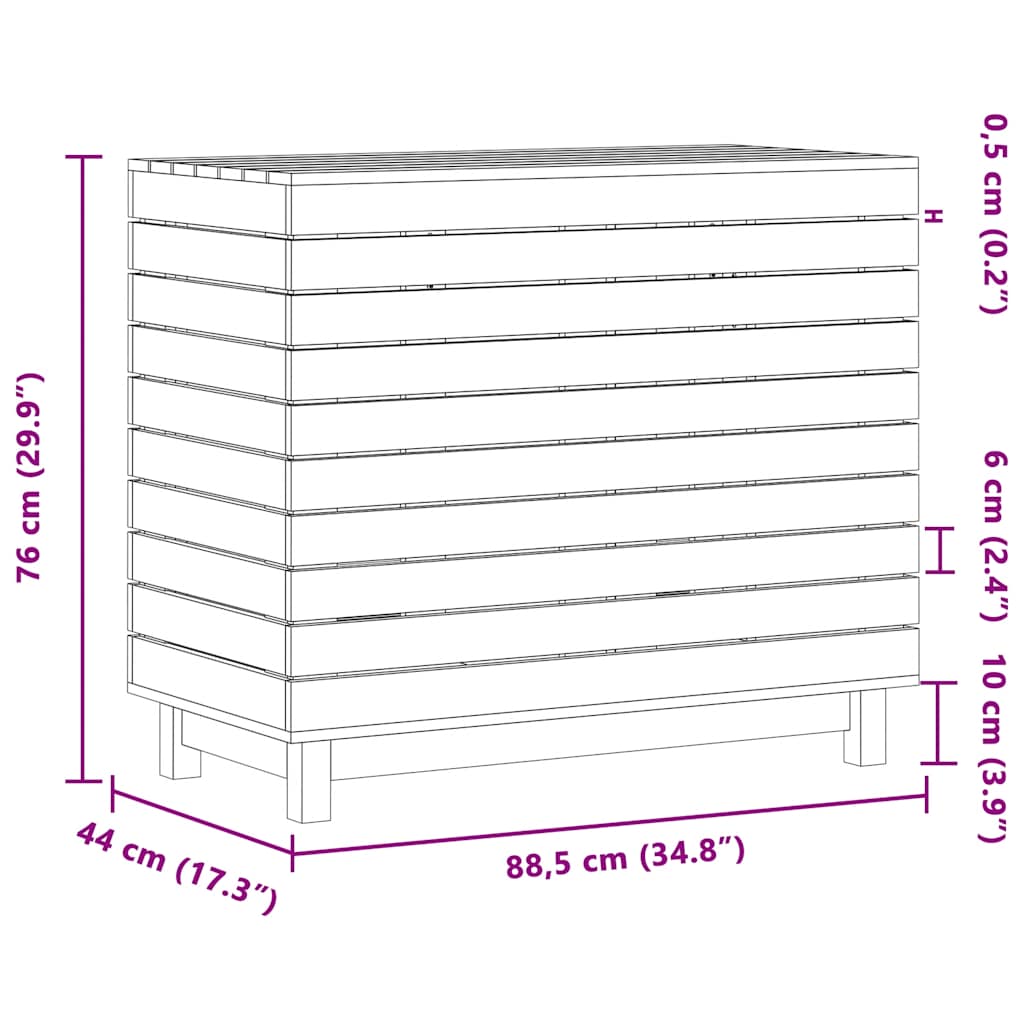 Laundry Hamper White 88.5 x 44 x 76 cm Solid Pine Wood