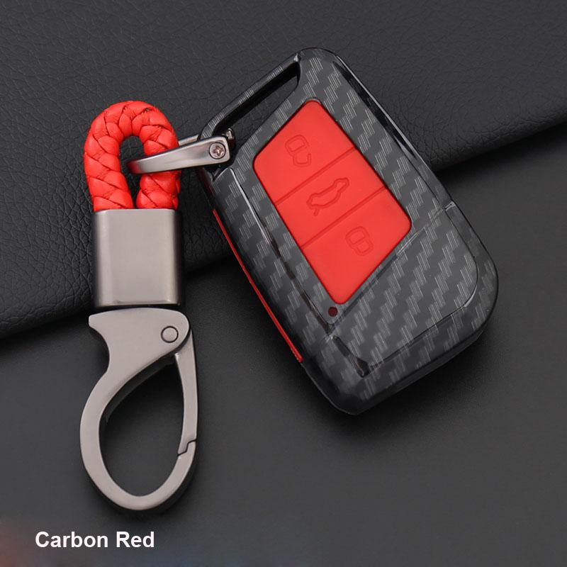 

jingyuqin 3B Силиконовый чехол для ключа из углеродного волокна для Volkswagen VW Magotan Passat B8 Skoda A7 Смарт-ключ красный