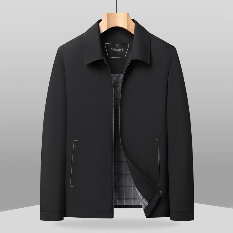 Men's Milk Silk Windproof Jacket - Spring/Autumn Business Casual, Non-Iron, Anti-Wrinkle, Soft Lapel Outerwear