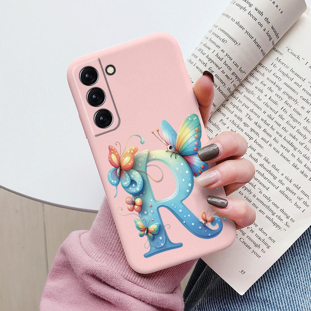 Phone Case Women For Samsung Galaxy S21 FE S22 Plus Girls Bumper Cover Colorful Letter Flower Butterfly Love samsang s22 Ultra