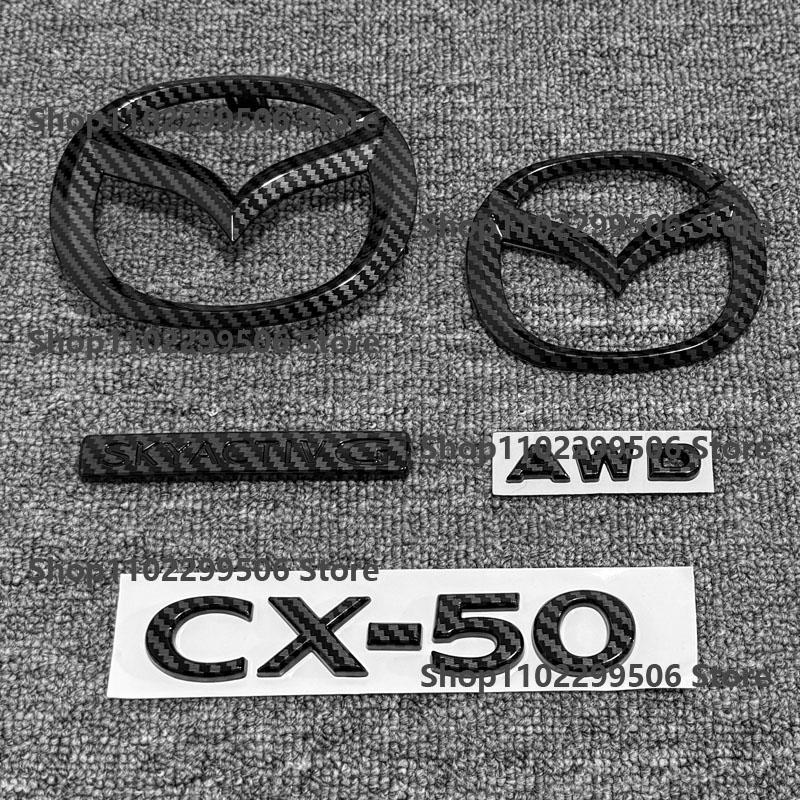 For Mazda CX-50 Logo Glossy Black Carbon 3D Body Replaced Sticker Rear Tail Refitting Decoration Plastic Car Front Trunk Emblem