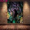 Mysterious and Colorful Magic Forest Vintage Mural Art Oil Painting Three Witches Dancing In the Woodland Poster