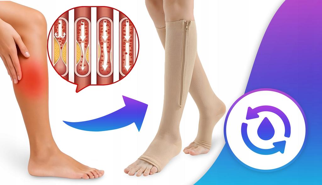 Compression Knee Socks Anti-Varicose Vein Compression Socks Zipper 2 Pcs /