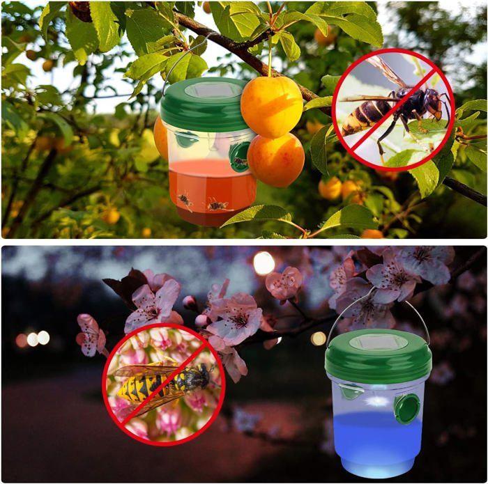Solar Powered Wasp Trap 2 Pieces with LED Light, Insect Traps, Insect Trap, Honey Trap, Bees, Hornets,