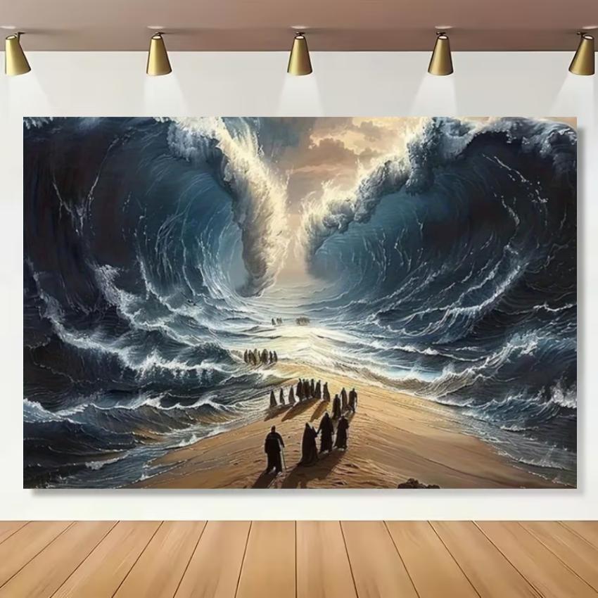 Exodus Passover Jewish Theme Moses Separation Red Sea Party Decor Jesus Walking on Water Christian Photography Background Props 120X90CM