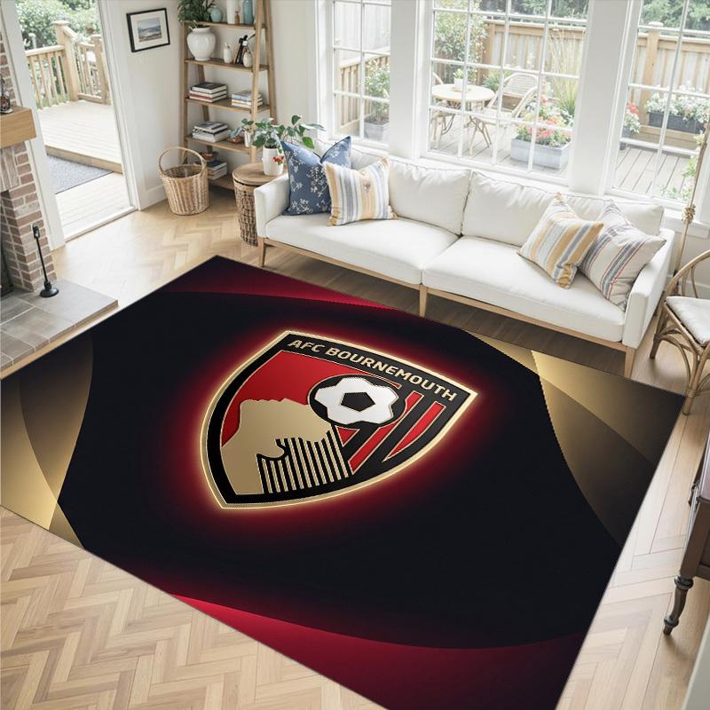 Bournemouth Football Design Crystal Velvet Carpet Cozy Non?Slip Printed Rug For Bedroom Living Room Entrance