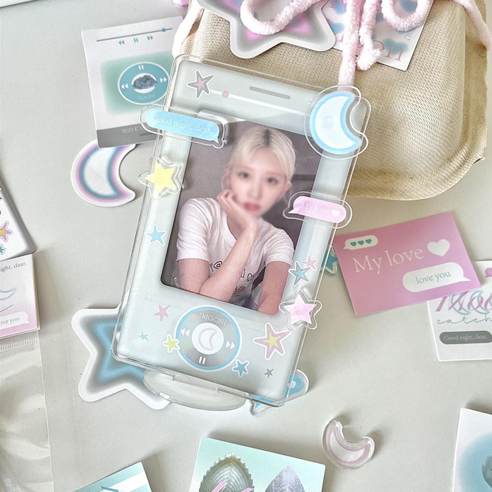 3inch Cute Photo Holder Card Display Stand Acrylic Card Sleeve Photocard Frame Desktop Decor Photo Protection Rotatable Sweet