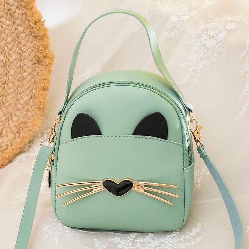 Trendy Casual Ladies Small Fresh Bag Shoulder Backpack Cat Handbag Tassel Phone Bag's PU Leather Student Backpack