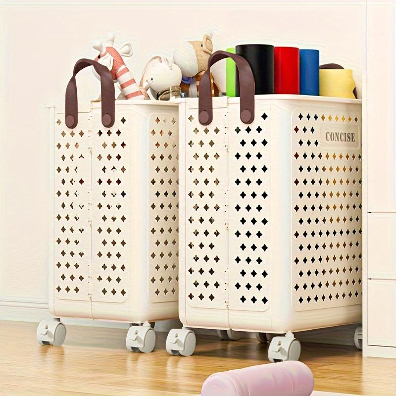 Badezimmer Kleideraufbewahrungskorb mit Rolle Faltbar Atmungsaktiv Platzsparend Großvolumiger Wäschekorb Badezimmerzubehör