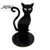 Black Cat Candle Stand Halloween Wooden Holder, Hollow Crow Spider Tealight Display Bat Shape Holder Stand, Gothic Silhouette Tabletop Decor for Home