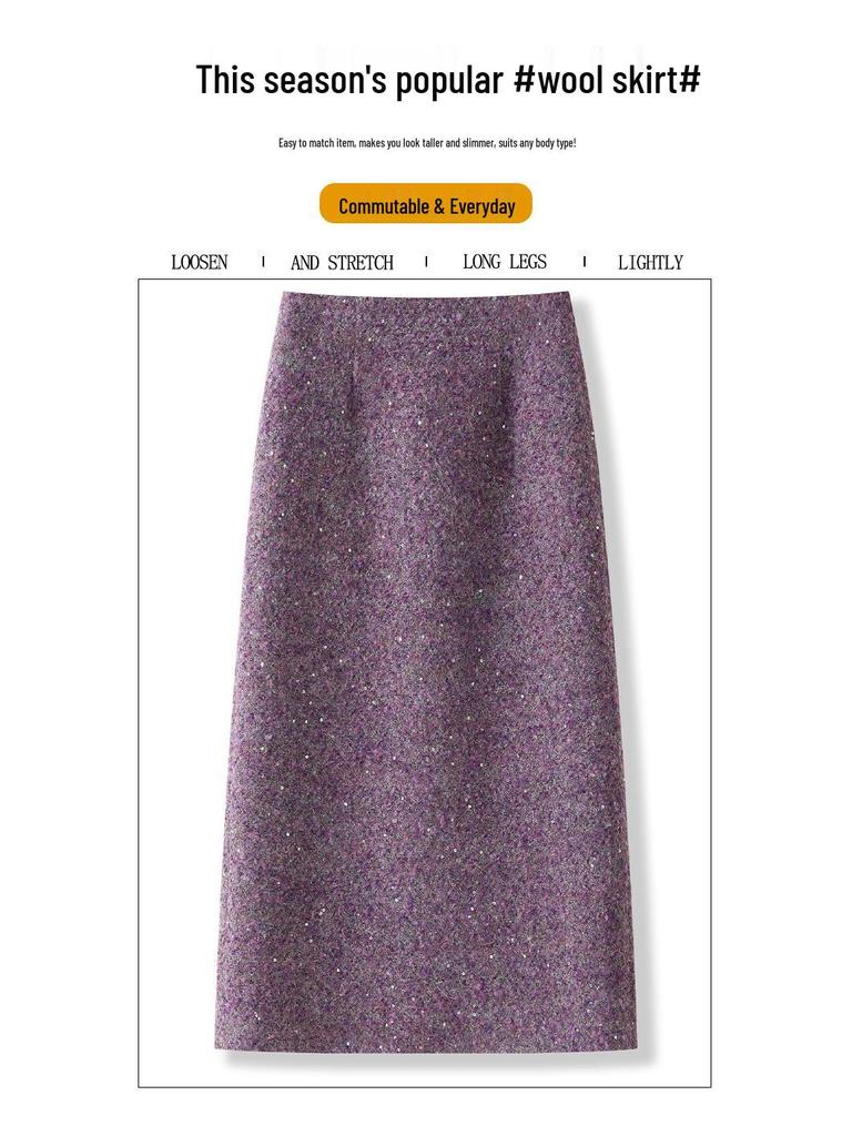 Chic Korean Style Elastic A-line High-Waisted Skirt for Women - 2025 Autumn/Winter Collection