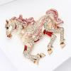 Rhinestones Embellishments Horse Brooch Enamel Animal Lapel Accessory With Crystal Details For Everyday Wear