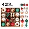 42-Piece Hand-Painted Red, Green & Gold Christmas Ornament Set
