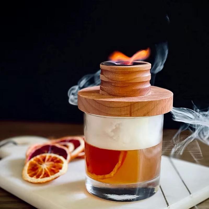 Cocktail Smoker Kit With Wood Chips Whiskey Wooden Smoked Wood Hood Smoker For Drinks Kitchen Bar Accessories Tools Bar Cocktail