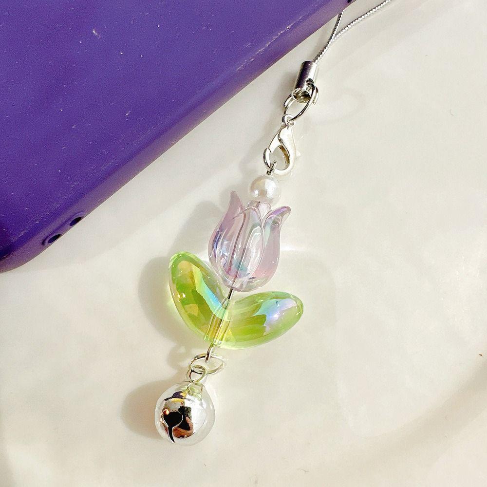 Blumen Tulpe Handyanhänger Perlen Handyketten Y2K Ästhetik Handybänder Schmuck Geschenk