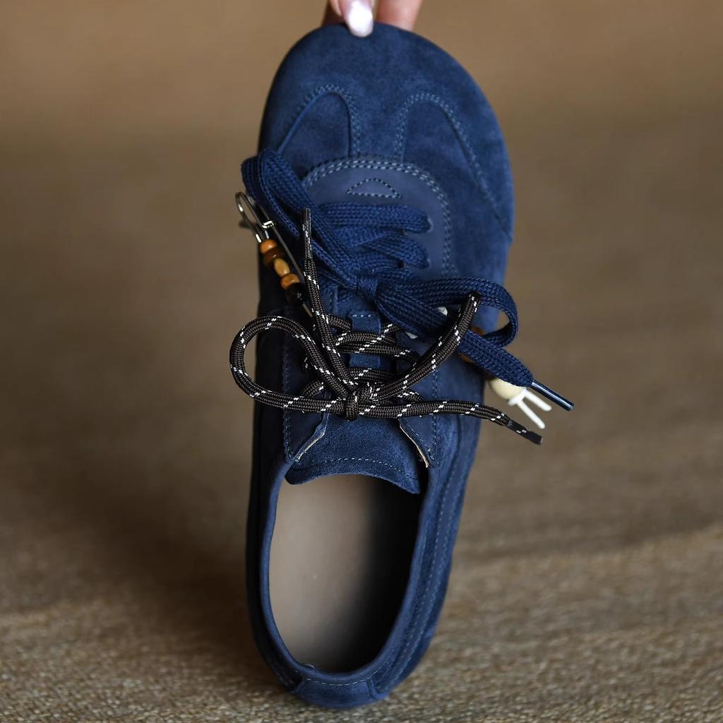 Frosted leather lace-up German training shoes women's fashion casual shoes soft sole deep mouth women's shoes newly opened round head single shoes