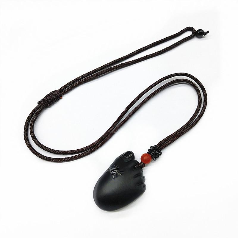 Natural Obsidian Joy Pendant: Unisex Crystal Jade Necklace Charm