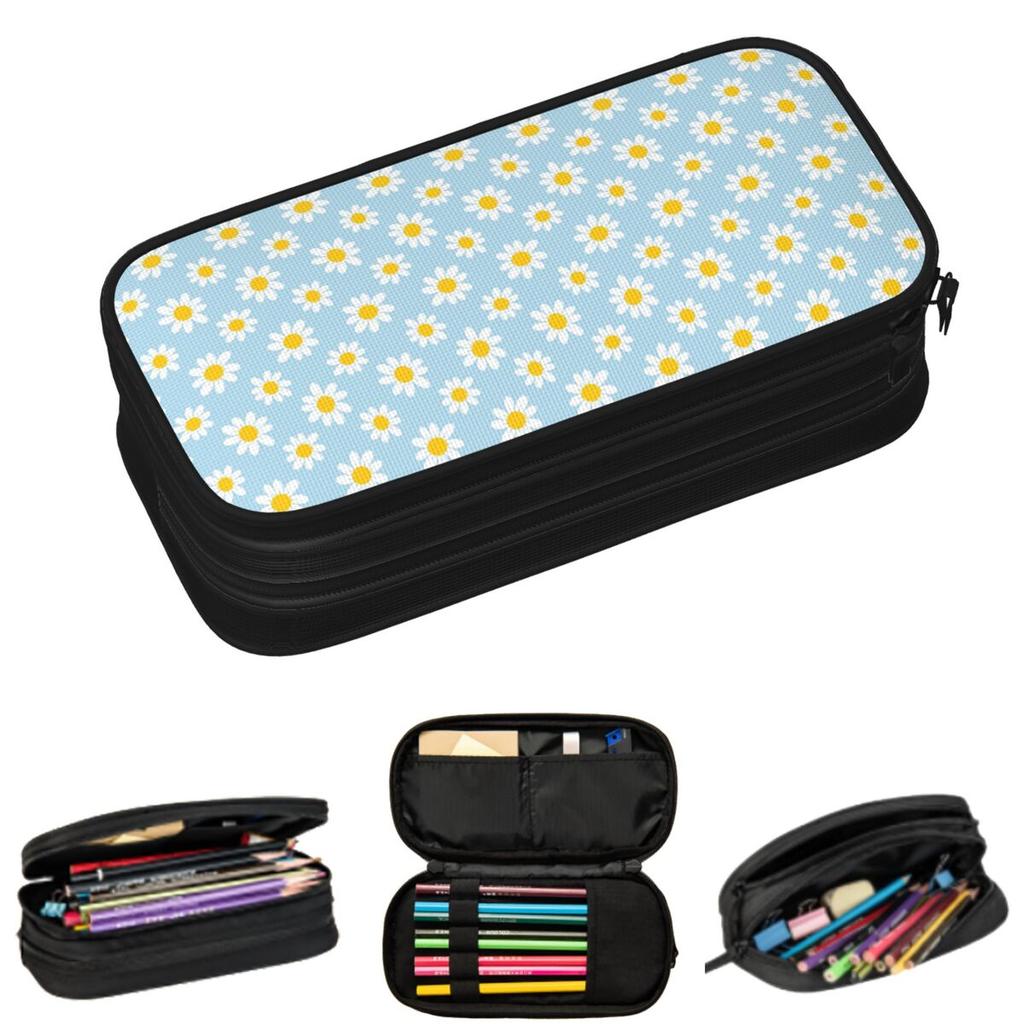Daisy Themed Petal Pattern Pencil Cases for Student Gifts Pen Box Pencil Bag Large Capacity Pencil Pouch