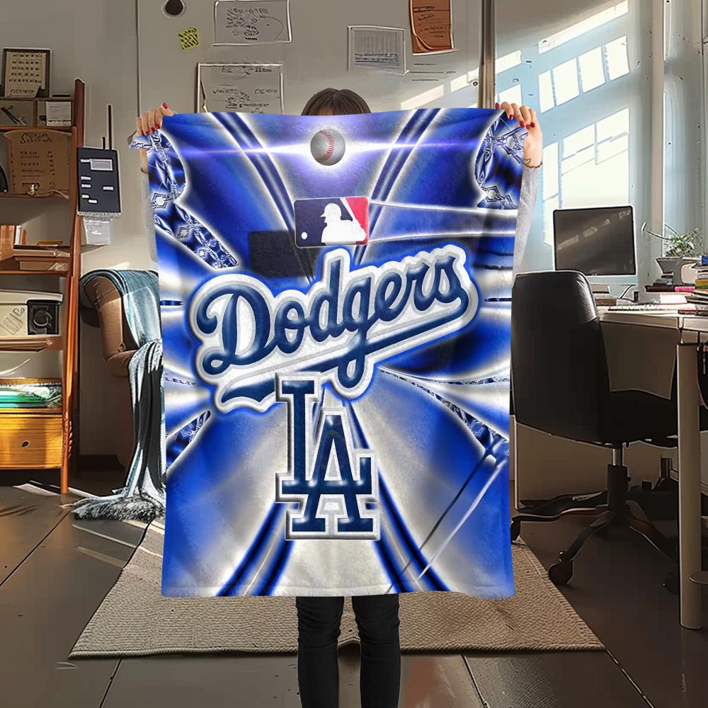 1Pc LA Dodgers Print Flannel Blanket, High quality Comfortable for All Seasons, Home Decor, Warmth and Comfort, Perfect for Gifts