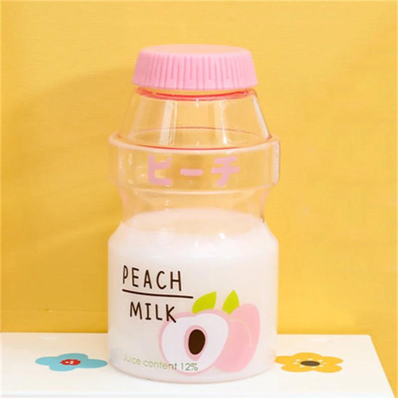 480ml Cute Yogurt Water Bottle Portable Plastic Travel Drinking Bottle Creative Milk Water Cup Carton Shaker Bottle For Kid Girl