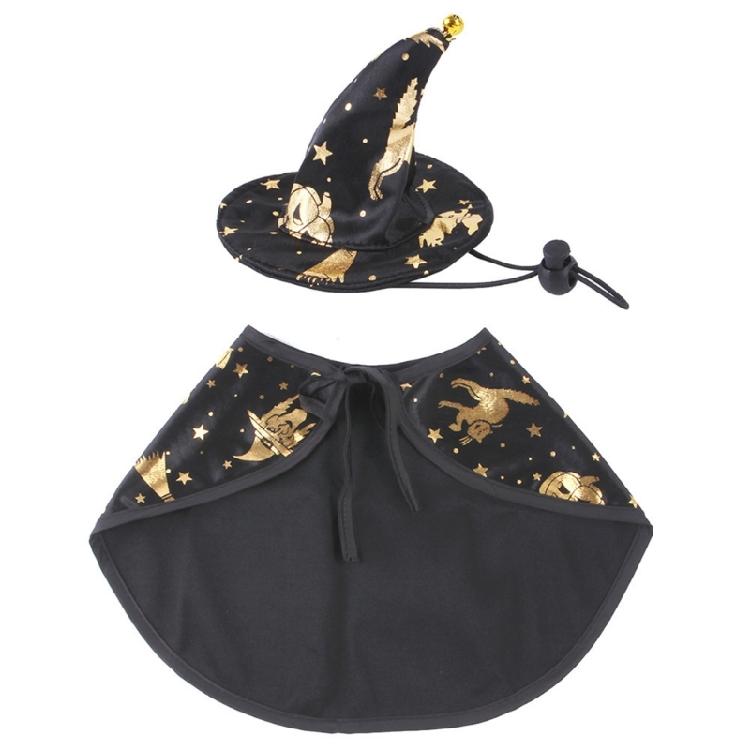 Dog Cloak Cosplay Costume Star Hat Pet Cape Dark Hat Witch Cloak