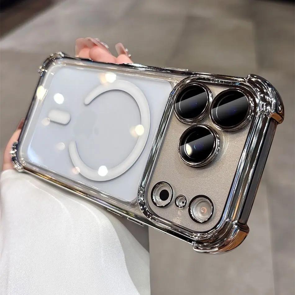 Transparente Stoßfeste Magsafe Hülle Für iPhone 17 Pro Max Air 11 12 13 14 15 16 Plus Beschichtete Klare Weiche Anti-Stoß-Abdeckung