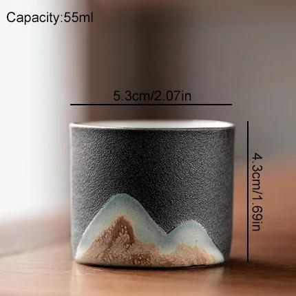50ml/55ml Hand drawn mountain shape teacup Retro Ceramic Tea cup Kung Fu Tea Set Coffee Cup Small Water Cup Porcelain Teaware