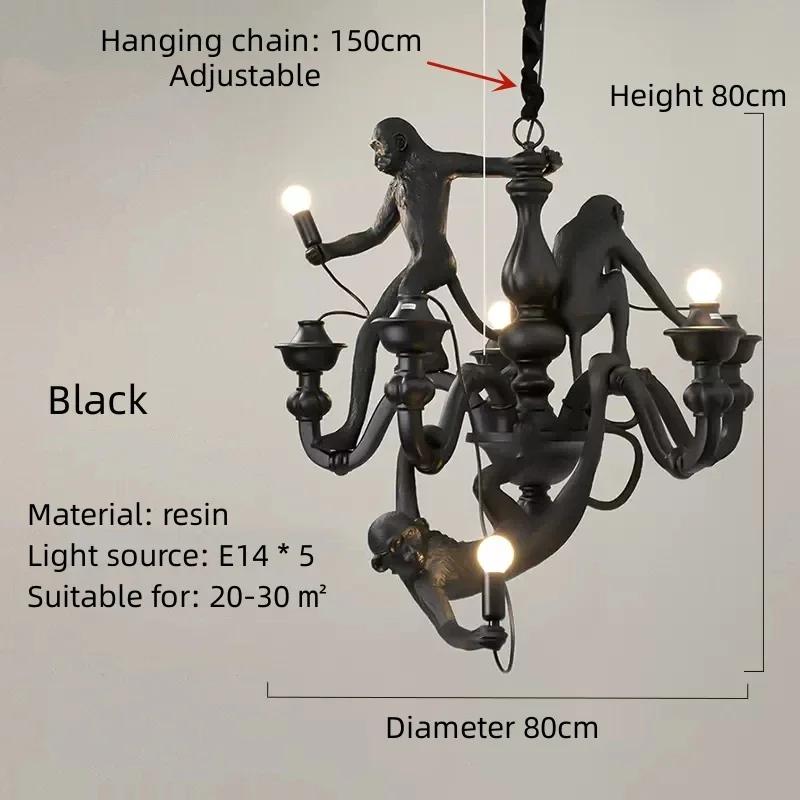 Nordic Creative Hemp Rope Pendant Pendant Light Resin Monkey Light Bedroom Children's Room Home Decoration Ceiling Pendant Lamp