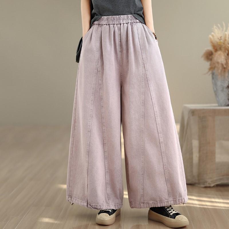 plus size Vintage high waist casual loose long Women spring summer autumn jeans denim wide leg Pants