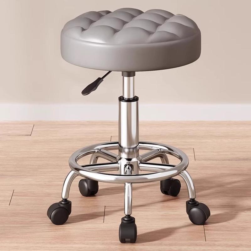 Modern Minimalist Beauty Stool, Adjustable Mobile Hairdressing Chair, Comfortable Cushioned Backrest Seat, Salon Barber Stool