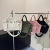 Large Capacity Striped Velvet Handbag Shoulder Bag for Woman Handbags Crossbody Bags, Versatile Letter Corduroy Women's Tote Bag