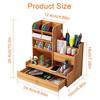 Wooden Desk Organiser Diy Desktop Tidy Pen Holder Large Capacity Stationery Storage Box With Drawer For Home Office And School