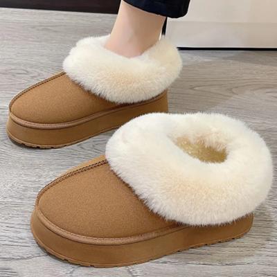 Fashion Winter Women Short Plush Warm Snow Boots Casual Shoes  New Suede Fur Chelsea Ankle Boots Flats Platform Ladies Shoes Botas