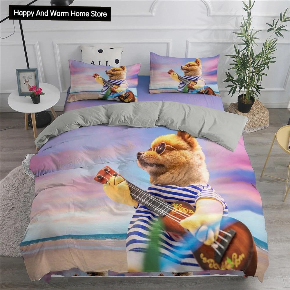 

Померанский шпиц, пододеяльник King Queen, комплект постельного белья для щенков, подростков, взрослых, животных, красочное небо, 2/3 шт., полиэстер, пододеяльник EU single(135x200cm)