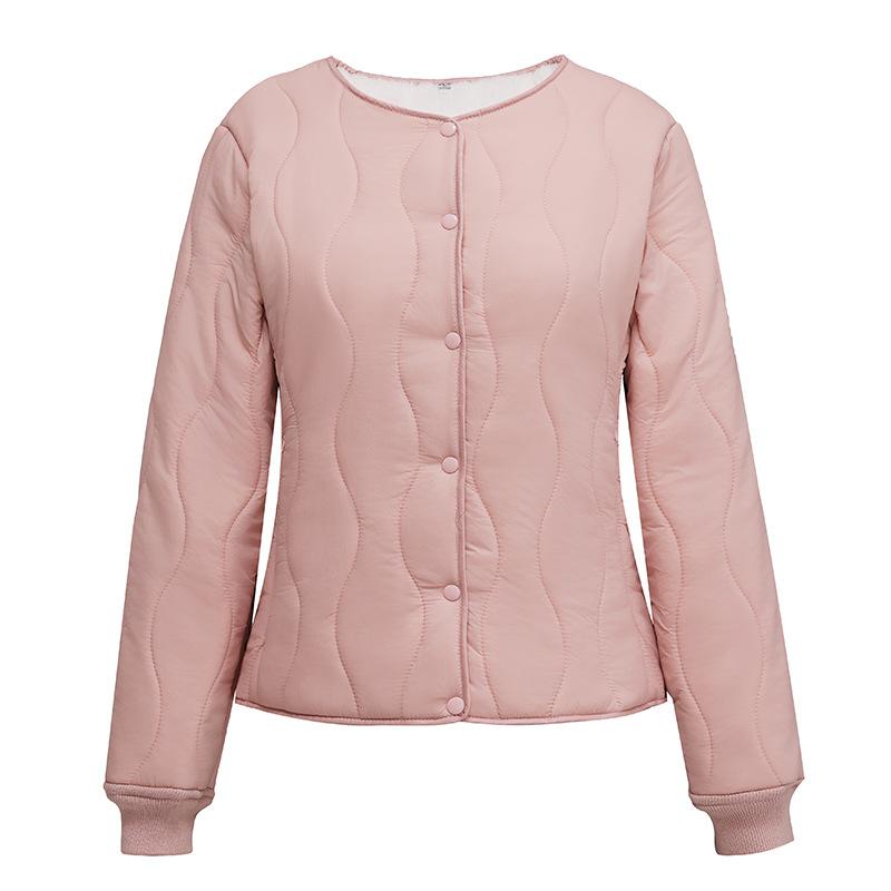 Autumn and winter new cotton clothes women's velvet thickened cotton liner slim and thin cold-proof warm collarless jacket