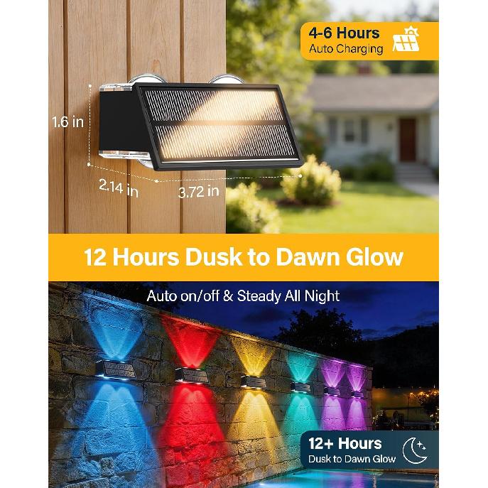 Solar Fence Lights Outdoor, 10 Pack Fence Solar Lights Waterproof